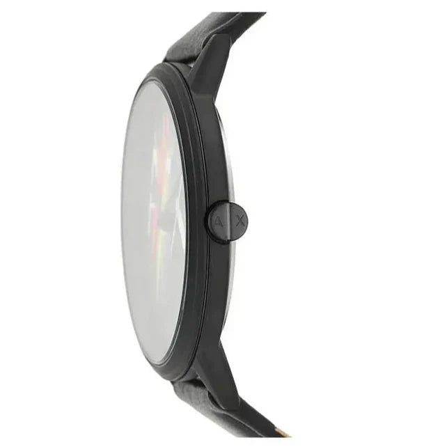 Armani Exchange Cayde AX7120 Men's Analog Watch – Black Dial with Black Leather Strap