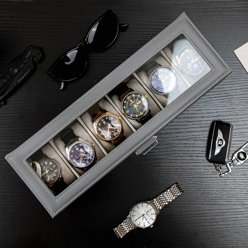 2-Layer Watch Box with Glass Lid, Jewelry Organizer Display Case | ProCase
