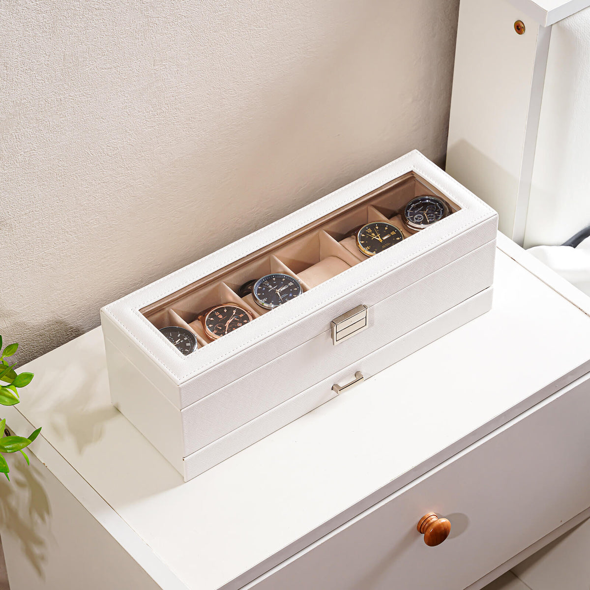 2-Layer Watch Box with Glass Lid, Jewelry Organizer Display Case | ProCase