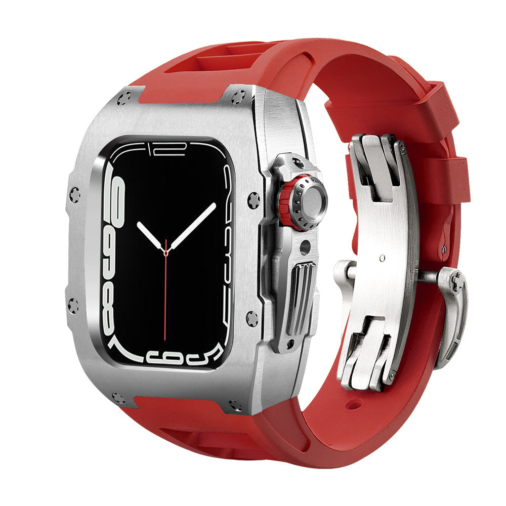 RM Series Fluororubber Band Stainless Steel Case Retrofit Kit For Apple Watch