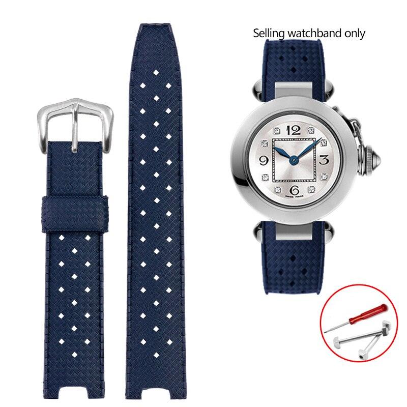 Rubber Silicone Notched Strap for Cartier Pasha