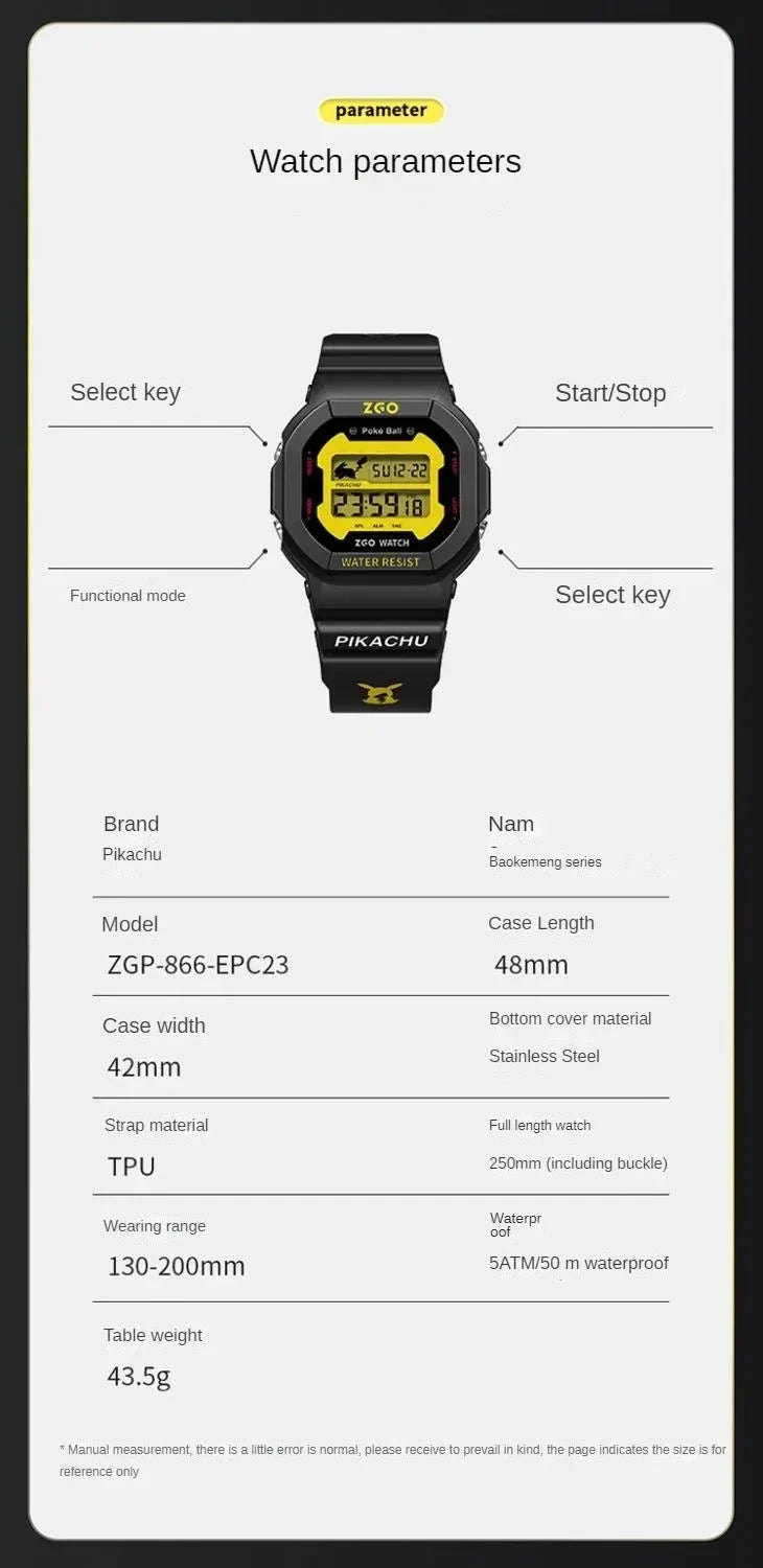 ZGO Pikachu Digital Watches